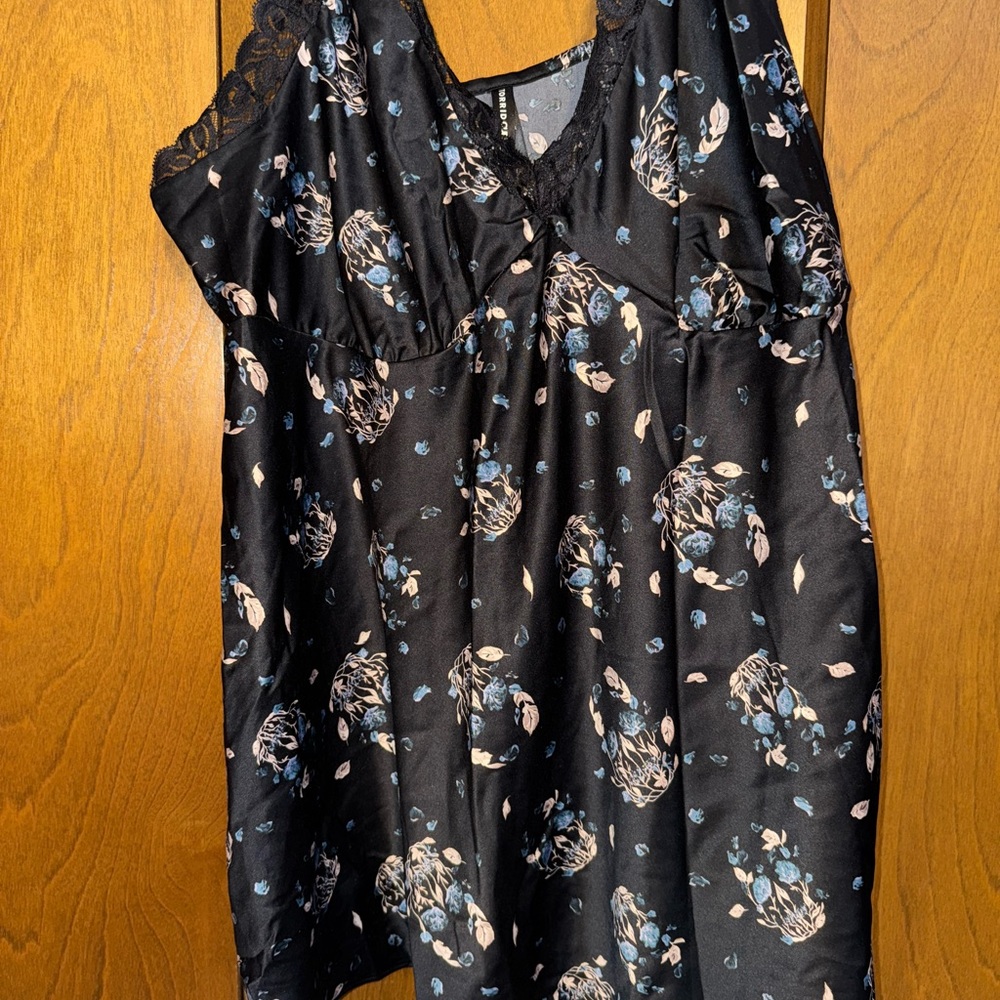 Black Floral Lace Babydoll Nightie